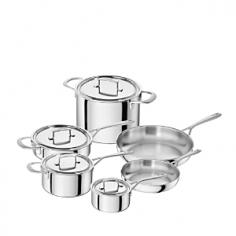 Five-ply, fully clad stainless-steel construction brings exceptional heat retention and distribution to this innovative Zwilling J.a. Henckels cookware. Designed for quick and even heating that makes for outstanding frying, browning and more, each piece features a beautiful Silvinox finish for easy cleaning and lasting shine.