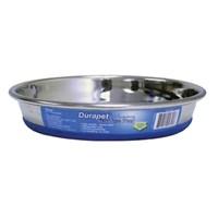 Our Pet's Durapet Stainless Steel Cat Bowl - Durapet Cat Bowl & Cat Water BowlDinner is served, and it won't end up on the floor when you use Our Pet's Durapet Stainless Steel Cat Bowl. This polished, heavy-duty Durapet cat bowl includes a bonded rubber ring on the bottom to keep the bowl from skidding. If your kitty is an enthusiastic eater or drinker, the rubber ring on the bottom of this cat water bowl or food dish will keep it firmly in place. Our Pet's Durapet Stainless Steel Cat Bowl is made to last. Its stainless steel construction means that your favorite feline can look forward to enjoying dining or drinking from this Durapet cat bowl. It can stand up to regular cleaning and play if your furry feline uses it as a toy. Both cats and pet parents will appreciate the intuitive design of this cat water bowl or feeding dish. The bowl provides a low profile so cats and kittens can eat easily and comfortably. Gently sloping sides helps prevent food from getting stuck in hard-to-reach spots. This feature makes the bowl easier for you to clean and put to use for the next meal. This stainless steel cat bowl will look good in any home. Your feline might be more interested in the food than the bowl, but you'll appreciate the function and look of this Durapet cat bowl. Its polished steel surface is sure to fit in with your existing decor. The rubber ring on the bottom of this cat water bowl can prevent it from moving to avoid spills. It can also lower the risk of food spillage if your cat rushes at the bowl when breakfast or dinner is served. Avoid these messes with Our Pet's Durapet Stainless Steel Cat Bowl.