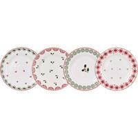 The Sophie Conran for Portmeirion: Christmas Set of 4 Salad Plates are made of durable, highest quality English porcelain, and feature festive, traditional designs. The plates are 8" in diameter and are well sized for breakfast, lunch, salads and desserts. Each plate has its own design for a fun mix and match style. The Sophie Conran for Portmeirion Christmas Collection is freezer, dishwasher and microwave safe, and oven safe to 400 F. Each salad plate measures 8" l x 8" w x .5" h.