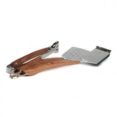 The 3-piece Vineyard Grill Tool Set from Charcoal Companion has a contemporary look and feel with generously sized stainless steel heads and contoured Rosewood handles! Includes a Wide Perforated Spatula with Built-in Bottle Opener, Big Head Grill Brush with Stainless Steel Bristles, and Tongs. Materials: Wood, Stainless Steel. Dimensions: 22.83" L x 10" W x 2.8" H (Packaged). Weight: 3.86 lbs.