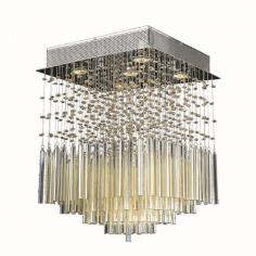 This stunning 5-light Crystal Flush Mount Ceiling Light only uses the best quality material and workmanship ensuring a beautiful heirloom quality piece. Featuring a radiant chrome finish and finely cut premium grade golden teak (translucent champagne color) crystals with a lead content of 30%, this elegant ceiling light will give any room sparkle and glamour. Worldwide Lighting Corporation is a privately owned manufacturer of high quality crystal chandeliers, pendants, surface mounts, sconces and custom decorative lighting products for the residential, hospitality and commercial building markets. Our high quality crystals meet all standards of perfection, possessing lead oxide of 30% that is above industry standards and can be seen in prestigious homes, hotels, restaurants, casinos, and churches across the country. Our mission is to enhance your lighting needs with exceptional quality fixtures at a reasonable price. Finish: Polished Chrome Crystal Color: Golden Teak 30% Premium Full Lead Crystal (4) 35W GU10 Halogen GU10 Bulb(s) Bulb(s) Not Included Total Watts: 175 Voltage: 110V - 120V Beautiful Polished Chrome finish and dressed with precision cut and polished 30% Full Lead Crystals for maximum brilliance and sparkle From the Torrent Collection Accommodates up to five 35-watt maximum 110 volt halogen base GU10 bulb (not included) Solid Brass Frame in Chrome Plated Finish and 30% Full Lead Crystal Flush Mount Square Shape Ceiling Light UL and CUL Listed to US and Canadian safety standards For Dry Locations only (Dry Locations include kitchens, living rooms, dining rooms, bedrooms, foyers, hallways and most areas in bathrooms) Hardware included Assembly instructions and template enclosed for convenient setup (Professional installation is recommended) 1 Year Limited Manufacturing Defects Warranty Hardwired UL Listed, cUL Listed, CSA Listed Style: Contemporary Part of the Torrent Collection Warranty Info: 1 Year, Worldwide Lighting Corporation warranties products to be free from defects for a period of one year following shipment. Warranty is and void if merchandise is not installed according to factory instructions, NEC guidelines, and applicable building cOverall Dimensions: 16"(D) x 16"(W) x 22"(H)Diameter Range: Diameter from 13" to 16"Item Weight: 31 lbs. Please note that this product is designed for use in the United States only (110 volt wiring), and may not work properly outside of the United States*Use of this product will expose you to lead, a chemical known to the State of California to cause birth defects or other reproductive harm. Not intended for food use.