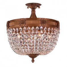 This stunning 4-light Semi-Flush Mount Ceiling Light only uses the best quality material and workmanship ensuring a beautiful heirloom quality piece. Featuring a solid cast aluminum frame in French Gold finish and all over clear crystal embellishments made of finely cut premium grade 30% full lead crystal, this flush mount will give any room sparkle and glamour. Worldwide Lighting Corporation is a privately owned manufacturer of high quality crystal chandeliers, pendants, surface mounts, sconces and custom decorative lighting products for the residential, hospitality and commercial building markets. Our high quality crystals meet all standards of perfection, possessing lead oxide of 30% that is above industry standards and can be seen in prestigious homes, hotels, restaurants, casinos, and churches across the country. Our mission is to enhance your lighting needs with exceptional quality fixtures at a reasonable price. Finish: French Gold Crystal Color: Clear 30% Premium Full Lead Crystal (4) 60W E12 Incandescent Candelabra Bulb(s) Bulb(s) Not Included Total Watts: 240 Voltage: 110V - 120V Beautiful French Gold finish and dressed with precision cut and polished 30% Full Lead Crystals for maximum brilliance and sparkle From the Winchester Collection Accommodates up to four 60-watt maximum (40-watt recommended) candelabra base incandescent E-12 bulb (not included) Solid Cast Aluminum Frame in French Gold Painted Finish and 30% Full Lead Crystal Semi-Flush Mount Round Shape Ceiling Light UL and CUL Listed to US and Canadian safety standards For Dry Locations only (Dry Locations include kitchens, living rooms, dining rooms, bedrooms, foyers, hallways and most areas in bathrooms) Hardware included Assembly instructions and template enclosed for convenient setup (Professional installation is recommended) 1 Year Limited Manufacturing Defects Warranty Hardwired UL Listed, cUL Listed, CSA Listed Style: Traditional Part of the Winchester Collection Warranty Info: 1 Year, Worldwide Lighting Corporation warranties products to be free from defects for a period of one year following shipment. Warranty is and void if merchandise is not installed according to factory instructions, NEC guidelines, and applicable building cOverall Dimensions: 16"(D) x 16"(W) x 15"(H)Diameter Range: Diameter from 13" to 16"Item Weight: 9 lbs. Please note that this product is designed for use in the United States only (110 volt wiring), and may not work properly outside of the United States*Use of this product will expose you to lead, a chemical known to the State of California to cause birth defects or other reproductive harm. Not intended for food use.