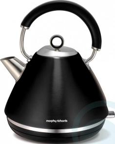 With its stylish exterior and quick boiling time the black Morphy Richards Accents 102002 Traditional Kettle is the perfect appliance for preparing your favourite hot beverages. Quick to boil Coming with a 1.5-litre capacity, this kettle can heat up enough water for up to six cups of tea at a time. A concealed 3.1 kW element means that water is heated quickly, so you won't be keeping guests waiting when offering a brew. A removable limescale filter is fitted to kettle and ensures that the water being boiled is clean and free from debris. Practical design With a cordless design, the 102002 Accents Kettle sits on a 360&deg; rotational base which makes it easy to access at all times. This kettle has a viewing window that allows you to see at a glance how much water is left, while an easy-fill spout makes re-filling simple. As part of the Accents range, this kettle can be matched up with the corresponding 242002 toaster letting you co-ordinate the appearance of your kitchen's appliances. Making it easy to boil up water for your beverages, the black Morphy Richards Accents 102002 Traditional Kettle is a fantastic addition to any kitchen's array of appliances.