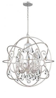 Collection: Solaris Collection, Material: Wrought Iron, Width/Diameter: 28", Height: 30", Lamp: 6-60w bulb(s), - Desc: the perfect sphere. We have married the contemporary sphere with the cut crystal chandelier, making the most beautiful jewelry for the room.