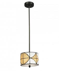 Features: -Mini pendant-Base finish: Dark bronze-Varesa collection-Fixture Type: Mini pendant-Style: Tiffany-Shade Material: Glass -Shade Material Details: -Shade Color: White and tan-Shade Shape: Sphere-Finish: Bronze-Material: Metal -Materi.