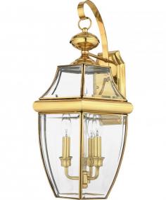 When it comes to curb appeal, outdoor lighting plays a large part in creating a special ambiance. The classic design and beveled glass of the Newbury gives the outside of your home a rich elegance, without making it look over-embellished. It's a versatile look that coordinates with most any architectural style. Features: Clear Glass Beautiful traditional style Durable Brass frame ensures years of reliable performance Bulbs are not included with this item - bulb options will be presented upon checkout Rated for installation and use in wet locations Fully covered under Quoizel's limited lifetime warranty Dimensions: Height: 22.5" Width: 12.25" Extension: 11.5" (Also called depth or projection - the distance from the wall to the furthest protruding point of the fixture) Electrical Specifications: Number of Bulbs: 3 Bulb Base: Candelabra (E12) Compatible Bulb Types: Incandescent Bulb(s) Included: No Watts per Bulb: 60 Total Wattage: 180 Voltage: 120 About Quoizel: At Quoizel, we create more than lighting. We create timeless pieces designed with you in mind. We do this by avoiding trends and fads, by balancing form and function, and by making our choices thoughtfully. This kind of dedication, integrity and quality not only goes into the design of our products, but it's in the way we do business as well. It's why we've grown from a small company to become one of the nation's leading manufacturers of fine decorative lighting. Founded in 1930 in New York, we relocated to Charleston, SC in 1996 to a state-of-the-art 500,000 square-foot facility. Though we've grown in size, we've never lost sight of our small business heritage. In fact, we remain privately held, family-owned and operated. Many of our products embody our history of being artisans in glass and natural materials. We work with resources that will not only illuminate your living space but also enhance the beauty of your home.