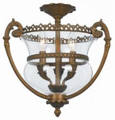 Dimensions: 16W x 15H inches. Traditional bell jar lanterns. Elegant antique brass. Beautiful smooth glass shade. Includes 72-inch chain and 120 inches of wire. Requires three 60-watt candelabra bulbs. Meets the UL and CUL safety ratings. About Crystorama IncCrystorama Lighting was founded in Brooklyn New York in 1958 by Abraham Kleinberg. The company was initially established as a primary importer of crystal chandeliers from Bohemia-Northern Czechoslovakia and offered the finest selection of classical crystal designs. Abraham Kleinberg's passion as an artist and designer was inspired from various cultures around the world. Through his travels he has incorporated into the product line the full hand cut crystal the craftsmanship of decorative ironwork and the meticulous manner by which ornate castings are hand chased to bring out their intricate detailing. Crystorama's rich heritage has continued over the last 50 years by working with design communities in Europe India Asia and North America. The classically designed chandeliers continue to use the authentic molds and patterns to maintain the traditions of our forefathers. In a world of mass production Crystorama Lighting continues to offer classical chandeliers that require years of experience and specialized craftsmanship.