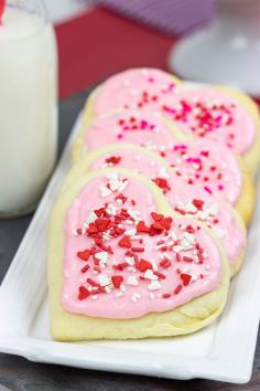 Frosted Soft Sugar Cookies for Valentine's Day