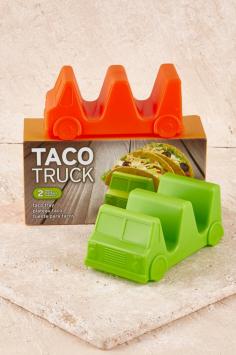 Fred and Friends Taco Truck. Drive Fred's Taco Truck up to your messiest eater and marvel at how it serves the goods. Molded from food-safe polypropylene plastic, this truck is a playful addition to your table. Two assorted trucks in each set- one salsa red and one guacamole green.