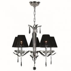 This stunning 5-light Chandelier only uses the best quality material and workmanship ensuring a beautiful heirloom quality piece. Featuring a radiant chrome finish, beautiful curved arms with sheer black nylon string shades which support 5 candelabra lights and crystal embellishments made of finely cut premium grade 30% full lead crystal, this chandelier will give any room sparkle and glamour. Worldwide Lighting Corporation is a privately owned manufacturer of high quality crystal chandeliers, pendants, surface mounts, sconces and custom decorative lighting products for the residential, hospitality and commercial building markets. Our high quality crystals meet all standards of perfection, possessing lead oxide of 30% that is above industry standards and can be seen in prestigious homes, hotels, restaurants, casinos, and churches across the country. Our mission is to enhance your lighting needs with exceptional quality fixtures at a reasonable price. Finish: Polished Chrome Crystal Color: Clear 30% Premium Full Lead Crystal (5) 60W E12 Incandescent Candelabra Bulb(s) Bulb(s) Not Included Total Watts: 300 Voltage: 110V - 120V Number of Tiers: 1 Beautiful Polished Chrome finish and dressed with precision cut and polished 30% Full Lead Crystals for maximum brilliance and sparkle From the Gatsby Collection Accommodates up to five 60-watt maximum (40-watt recommended) candelabra base incandescent E-12 bulb (not included) Solid Brass Frame in Chrome Plated Finish, 30% Full Lead Crystal and Nylon String Shade Includes 72-in adjustable chain for hanging UL and CUL Listed to US and Canadian safety standards For Dry Locations only (Dry Locations include kitchens, living rooms, dining rooms, bedrooms, foyers, hallways and most areas in bathrooms) Hardware included Assembly instructions and template enclosed for convenient setup (Professional installation is recommended) 1 Year Limited Manufacturing Defects Warranty Hardwired UL Listed, cUL Listed, CSA Listed Style: Contemporary Part of the Gatsby Collection Warranty Info: 1 Year, Worldwide Lighting Corporation warranties products to be free from defects for a period of one year following shipment. Warranty is and void if merchandise is not installed according to factory instructions, NEC guidelines, and applicable building cOverall Dimensions: 25"(D) x 25"(W) x 23"(H)Diameter Range: Diameter from 24" to 42"Item Weight: 20 lbs. Please note that this product is designed for use in the United States only (110 volt wiring), and may not work properly outside of the United States*Use of this product will expose you to lead, a chemical known to the State of California to cause birth defects or other reproductive harm. Not intended for food use.