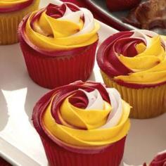 Fall into Football Season Crimson and Gold Cupcakes