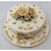 10" Round Gold 70th Birthday Cake