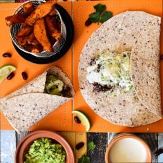Bean and Cheese Burritos with Avocado
A spicy burrito packed with crushed red kidney beans in a tomato and cumin sauce topped with coriander & lime avocado, sour cream & grated cheese