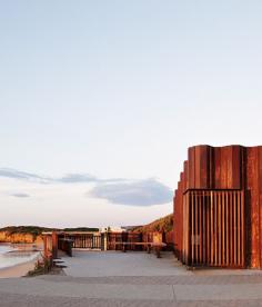 COFFEE BREAK: THIRD WAVE KIOSK A new coffee kiosk clad in reclaimed Cor-Ten steel sheet piles references local landscape and culture. It's located in Torquay, Australia, a beachside town about 60 miles south of Melbourne.