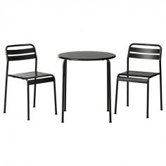 ROXÖ Bistro set - IKEA - set is $69.00.  Won't last too many seasons, but would get you up & running, then we could look at more durable options after these were to wear out.  I like the simplicity, and the fact that they stack.