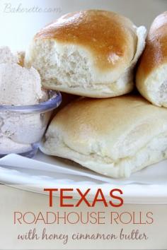 Texas Roadhouse Rolls with Honey Cinnamon Butter. Bakerette.com