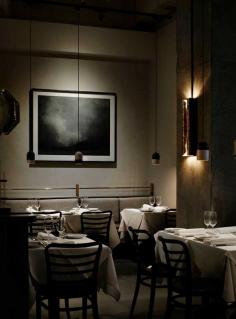 Prix Fixe Melbourne Restaurant by Fiona Lynch @Yellowtrace with @BRABBU VELLUM WALL LAMP (brass wall light, mid-century modern furniture design) www.brabbu.com