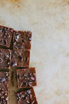 raw chocolate fudge with cacao nibs + sea salt