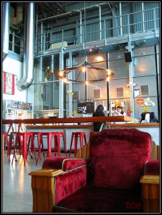 Interior design | decoration | cafe in australia. cinema style arm chairs. industrial.