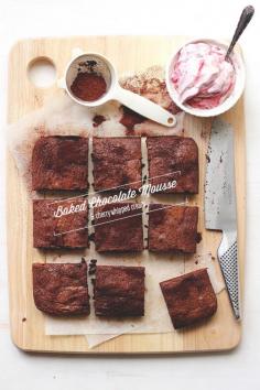 Baked Chocolate Mousse with Cherry Whipped Cream