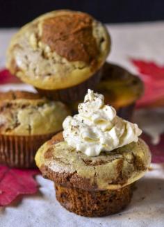 Pumpkin Muffins with Eggnog Cream Cheese Swirl