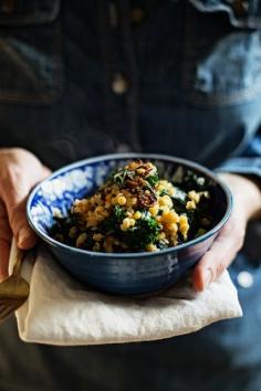 lentils & kale with coconut, ginger and crispy shallots