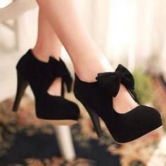 Black Bow heels by ajct