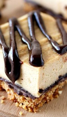 Chocolate Peanut Butter Pretzel Cheesecake Bars ~ They have a salty pretzel crust with chocolate peanut butter ganache drizzled over the peanut butter cheesecake!