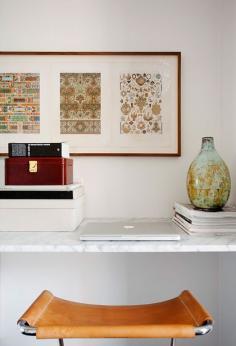 Marble desk with leather stool