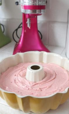 Buttermilk Strawberry Bundt Cake with Sweet White Chocolate Strawberry Ganache