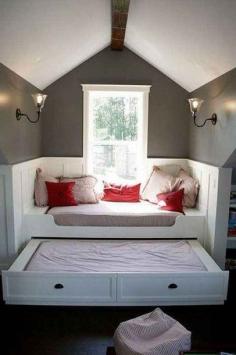 Level up a window seat by adding a trundle bed. | 43 Insanely Cool Remodeling Ideas For Your Home