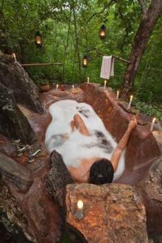 Don't just install any outdoor bathtub. Install THIS outdoor bathtub. | 43 Insanely Cool Remodeling Ideas For Your Home