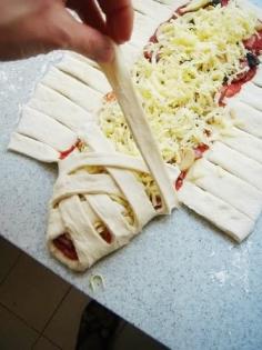 Homemade calzone - make with canned pizza dough and your favorite toppings.  Would make a yummy dinner or appetizer