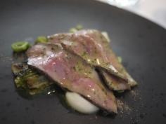 @DiningWOBorders: Best course today @Braerestaurant - Dry aged jumbuck, beans and lettuce