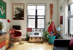 Graphic designers Ned Drew and Brenda McManus have made their renovated Manhattan apartment a showcase for their collectibles