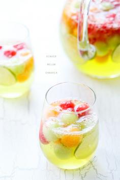 Ginger Melon Sangria from www.loveandoliveo...