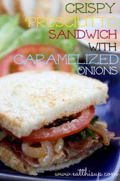 Crispy prosciutto sandwich with caramelized onions from @EatThisUp