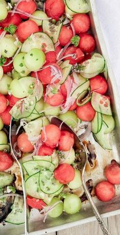 Simple Balsamic Melon Salad... light, refreshing and featuring one of our favorite Italian condiments—#balsamic! #melon #salad