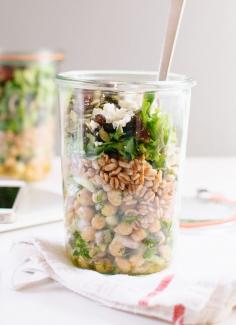 Mason jar, chickpea, farro and greens salad - cookieandkate.com