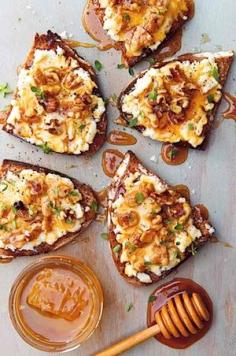 Goat Cheese Toasts with Walnuts, Honey  Thyme