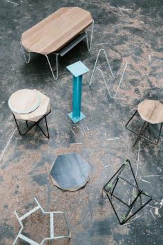 Handcrafted stools by Tuckbox. Photo – Tara Pearce. Styling -Stephanie Stamatis on thedesignfiles.net