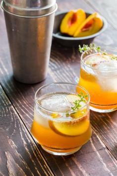 roasted peach bourbon cocktail