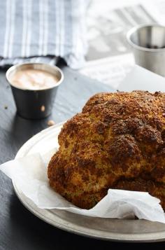 Bloomin’ Indian-Spiced Whole-Roasted Cauliflower with Indian-Spiced Bloomin’ Sauce