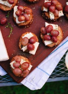 Jammy roasted grapes on brie and toast make a simple, seasonal appetizer! - cookieandkate.com