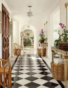 Andrew Raquet, Lyford Cay  -floor for foyer and central hallway - white walls - but need larger pendants - and less warm woods! by lindsay0