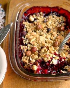 Wine roasted Blackberry Crumble with buttery oats, hazelnuts and almonds