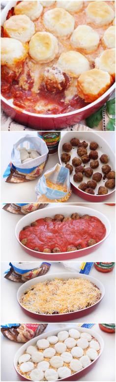 A simple recipe for upside down meatball casserole. With less than 15 minutes of prep time, this hearty and satisfying casserole is comfort food at its best