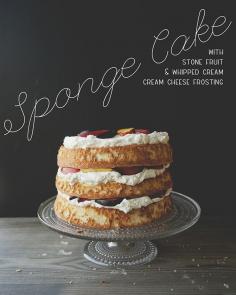 sponge cake with stone fruit