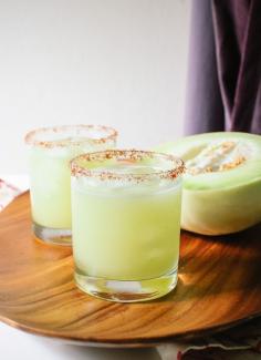 Blend honeydew melon, then add tequila and lime! cookieandkate.com