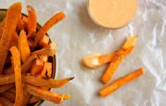 Sweet Potato Fries with Sriracha Crème Fraîche